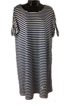 Ronni Nicole Womens Tunic Dress 10 Blue &amp; White Strip Tie Sleeves - $10.30