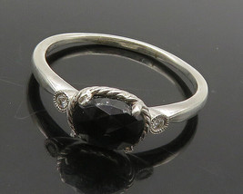 GABRIEL &amp; CO. 925 Silver - Hematite &amp; Genuine Diamonds Band Ring Sz 10 - RG16109 - £151.62 GBP