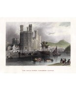 The Eagle Tower Carnarvon Castle Engraving 1874 Unframed, Matted - $34.00