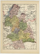 1902 Antique Map Of The County Of Tipperary / Ireland - £19.74 GBP