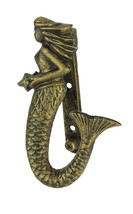 Antique Bronze Finish Cast Iron Coastal Mermaid Door Knocker Front Door Decor - £23.72 GBP