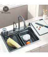 304Stainless Steel Waterfall Kitchen Sink Large Single Slot Integrated 6... - $121.02+