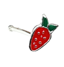 Nose Stud Strawberry Enamel Stud 22g (0.6.mm) 925 Sterling Silver Post Ball End - £4.85 GBP