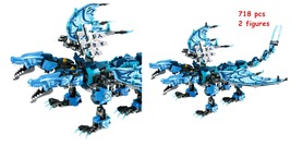 Phantom Ninja Ice Water Series Double-Headed Element Dragon Building Blo... - £35.88 GBP
