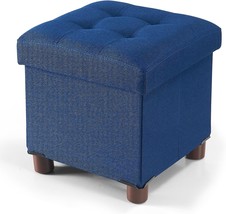 Brian &amp; Dany Folding Storage Ottoman Cube, Foot Stool Seat With Wood Leg... - £32.63 GBP