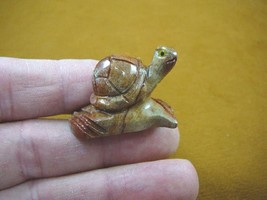 (Y-TUR-LA-202) red little baby Turtle on branch soapstone carving stone FIGURINE - £6.79 GBP