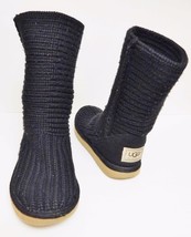 UGG Australia Boots Classic Crochet Knit Pull On 5857 Black Women&#39;s Size 5 - £38.37 GBP