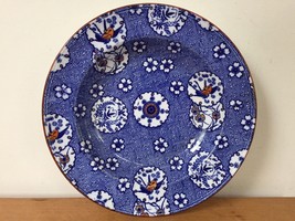 Antique Minton Oriental Asian Floral Flow Blue Transferware Pasta Bowl Plate 10&quot; - £98.29 GBP