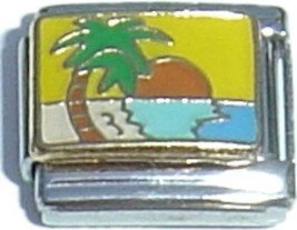 Sunset With Palm Tree Italian Charm - £7.09 GBP