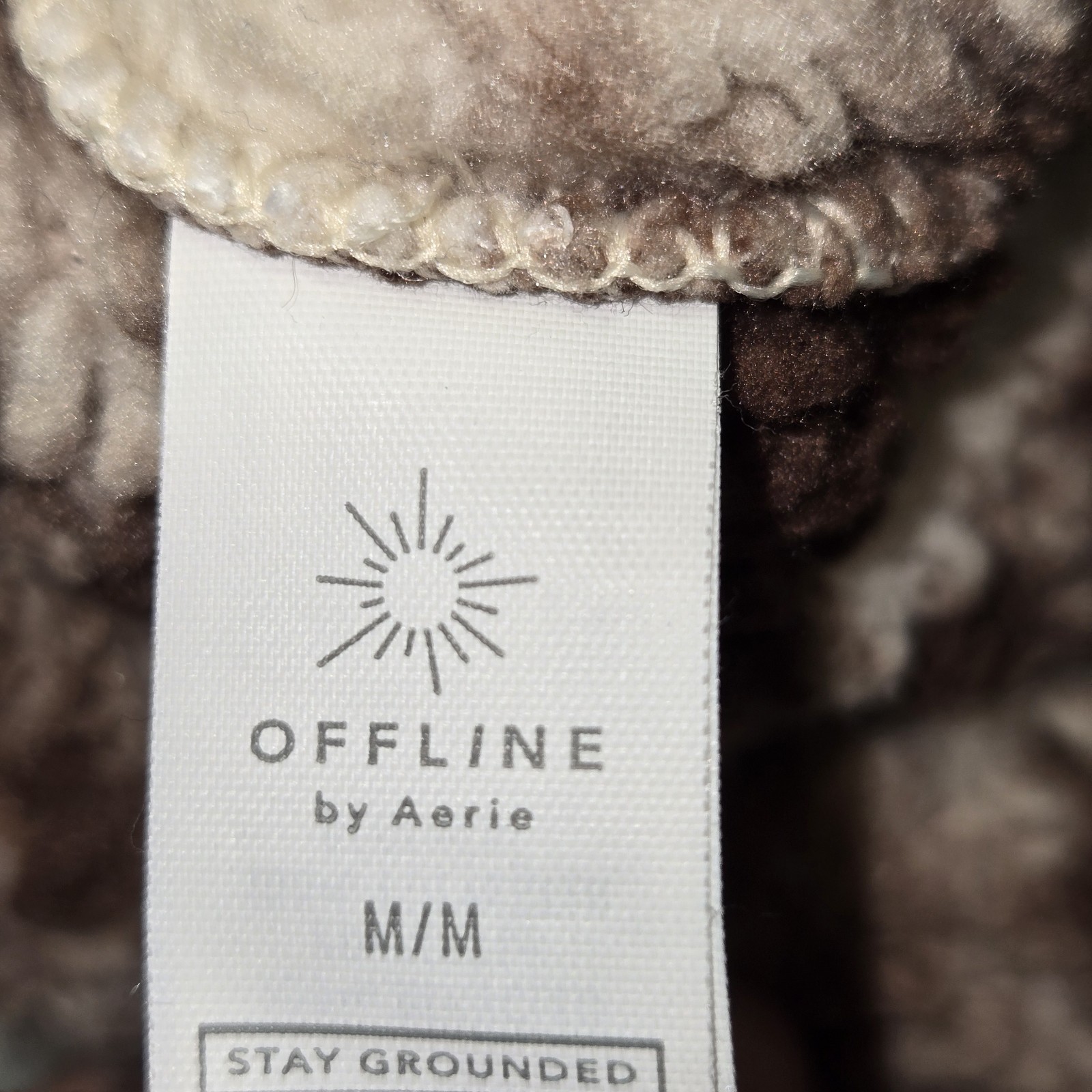 Offline by Aerie 1/2 Zip Sherpa Fluffy Fleece Pullover Women's Sz M Brown/Cream Item image 9