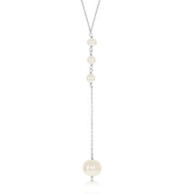 Sterling Silver Freshwater Pearl &#39;Y&#39; Design Lariat Necklace - £36.44 GBP