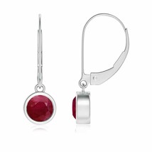 ANGARA Natural Ruby Round Drop Earrings for Women, Girls in 14K Gold (5MM) - £640.68 GBP