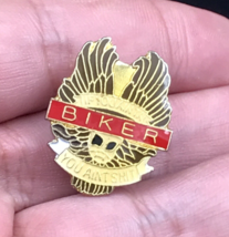 If You Aint A Biker You Aint S**t Gold Tone Enamel Eagle Wings Pin 7/8&quot; ... - £7.56 GBP