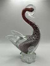 Vintage Murano Glass Foil Red Swan Figurine Statue 8&quot; - £96.78 GBP