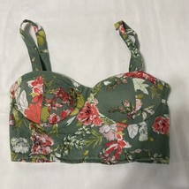 BOG Collective Sz XS Floral Bustier Crop Top Gathered Stretchy Adjustabl... - $13.88