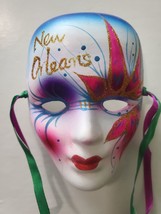 Mardi Gras Porcelain Hand Painted Mask 5&quot; - Handcrafted New Orleans PINK - £11.02 GBP