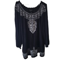 International Concepts Black Silver Threading/Sequins with Paisley Theme Top - £9.87 GBP