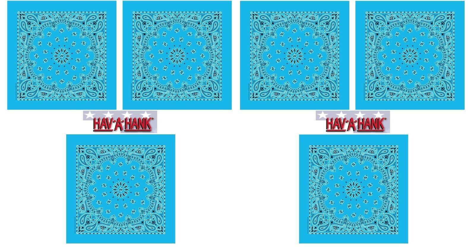 Primary image for 6 Hav-A-Hank Blue Paisley BANDANA Cotton Head Face Wrap Mask Neck Scarf Cover