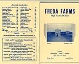 Freda Farms High Test Ice Cream Menu Route 5 Newington Connecticut 1950&#39;s - £58.58 GBP