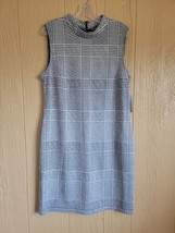 Sharagona Sleeveless Plaid Sheath Dress Black &amp; White Knee Length Midi s... - £69.47 GBP