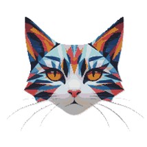 Cat face with geometric pattern - Cross Stitch Pattern PDF - Instant Dow... - $5.00