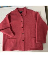 Lands End Pink Button Down Light Weight Boiled Wool Felt Jacket  Women&#39;s... - $27.74 CAD