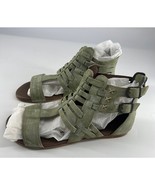 Roan Shoes Womens Size 8.5 Green Suede Bee Osaka Neomint Zip Back Sandal... - $46.84 CAD