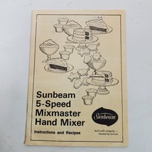 Vintage 1974 Sunbeam 5 Speed Mixmaster Hand Mixer Instructions Recipes B... - £10.01 GBP