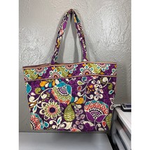 Vera Bradley Plum Crazy Tote Bag Cotton Quilted Cottagecore Beach - $27.45