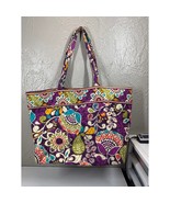 Vera Bradley Plum Crazy Tote Bag Cotton Quilted Cottagecore Beach - $27.45