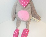 Les Petites Maries Baby plush gray tan mouse pink tummy dot bandanna  - £22.06 GBP