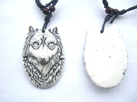 Large White Wolf Face Bust Wildlife Animal Head Pendant Necklace Apex Pr... - €7,27 EUR