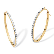 PalmBeach Jewelry Genuine Diamond Accent 14k Yellow Gold Hoop Earrings (1.25&quot;) - £213.16 GBP