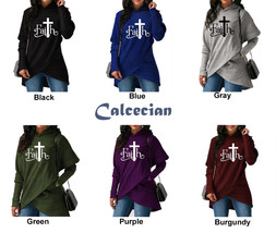 Faith Letter Print Fashion Hoodies Sweatshirts Womens Pullover Outerwear Tops - £15.54 GBP