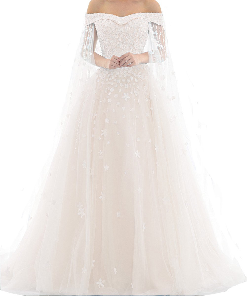 Kivary Off Shoulder Lace Beaded Long A Line Formal Prom Dresses Evening Gowns Ch