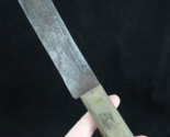 LARGE Butcher Knife 12.5&quot; antique COPPER PINS Carbon Steel PRIMITIVE woo... - $48.99