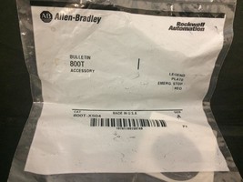 ALLEN BRADLEY 800T-X504 EMERGENCY STOP RED LEGEND PLATE  - $19.00