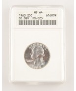1963 25¢ Double Die Obverse FS-023 Washington Quarter Graded as MS-64 by... - $106.61 CAD