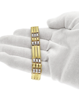 12mm Railroad Link Mens Bracelet 10k Two Tone Gold 8.5 inch - $57,861.64 MXN