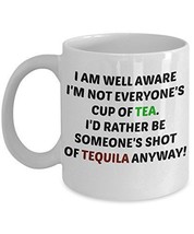 Alcohol Mug - Tea Vs. Tequila - Funny Novelty 11oz Ceramic Tea Cup - Perfect Ann - $21.99