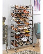 Shoe Rack Organizer 10 Tier 50-Pairs Shoes Closet Storage Wall Tower Portable - £58.73 GBP
