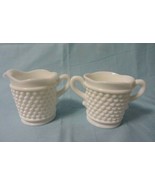 VINTAGE WESTMORELAND GLASS HOBNAIL WHITE MILK GLASS CREAM &amp; SUGAR SET MA... - £12.21 GBP