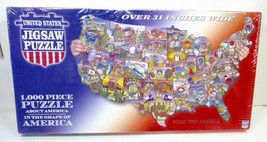TDC Games USA Shaped Vintage Postcard Jigsaw Puzzle, 1,000 Pieces - New - $20.89