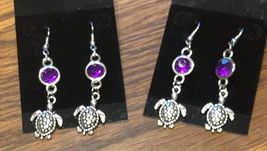 Brand New Adorable Sea Turtle Purple Dangle Earrings Absolutely Beautiful!! - $7.00