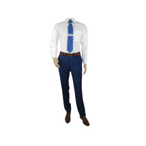 Mens Mantoni Flat Front Trousers Wool Super 140s Classic Fit 40901 French Blue image 3