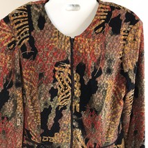 Vintage JOSEPH RIBKOFF Veston jacket rhinestone zipper pull Sz 8 Artsy Stretchy - £27.20 GBP