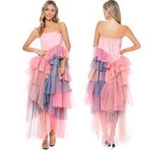 NEW Tov Holy Pink Tiered Tulle Maxi Skirt Dress S M L XL MSRP $262 - £110.93 GBP