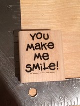 &quot;You Make Me Smile&quot; Message Woodblock Rubber Stamp - Crafting Crafts - £3.73 GBP