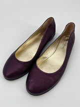 Taryn Rose Metallic Ballet Flats Sz 38 Purple Leather Slip On Shoes - £27.68 GBP