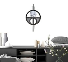 Shades of Gray Contemporary Modern Circle Wood and Metal Wall Sculpture by 38x22 - £118.69 GBP